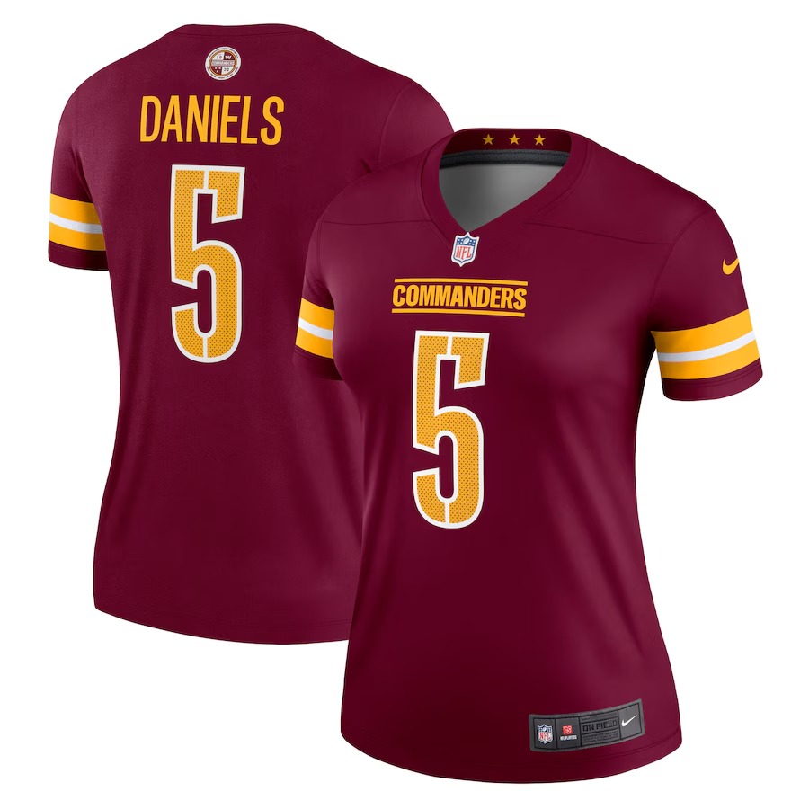 Women's Washington Commanders Jayden Daniels Nike Burgundy Legend Player Performance Top - Jersey