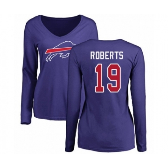 Football Women's Buffalo Bills #19 Andre Roberts Royal Blue Name & Number Logo Long Sleeve T-Shirt - Jersey