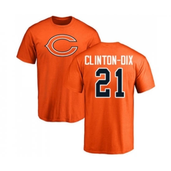Football Chicago Bears #21 Ha Clinton-Dix Orange Name & Number Logo T-Shirt - Jersey