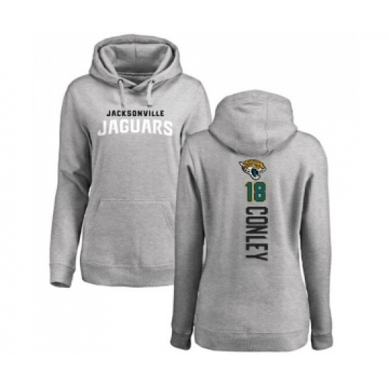Football Women's Jacksonville Jaguars #18 Chris Conley Ash Backer Pullover Hoodie - Jersey