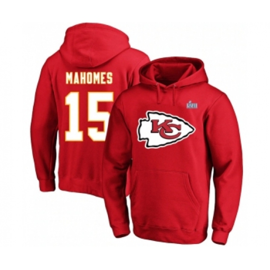Men's Kansas City Chiefs #15 Patrick Mahomes Red Super Bowl LVII Big & Tall Name & Number Pullover Hoodie - Jersey