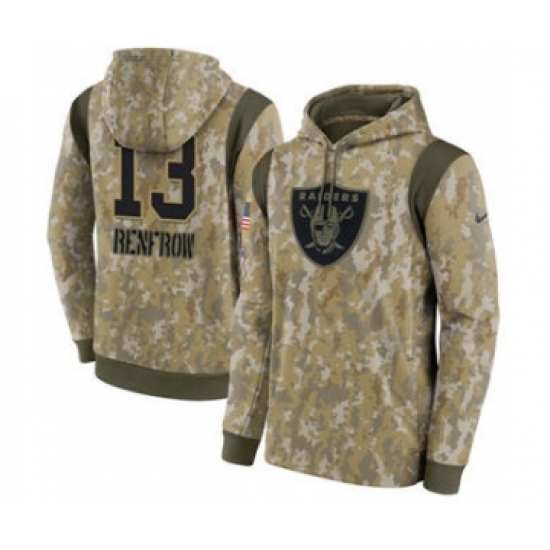 Men's Las Vegas Raiders #13 Hunter Renfrow Camo 2021 Salute To Service Therma Performance Pullover Football Hoodie - Jersey