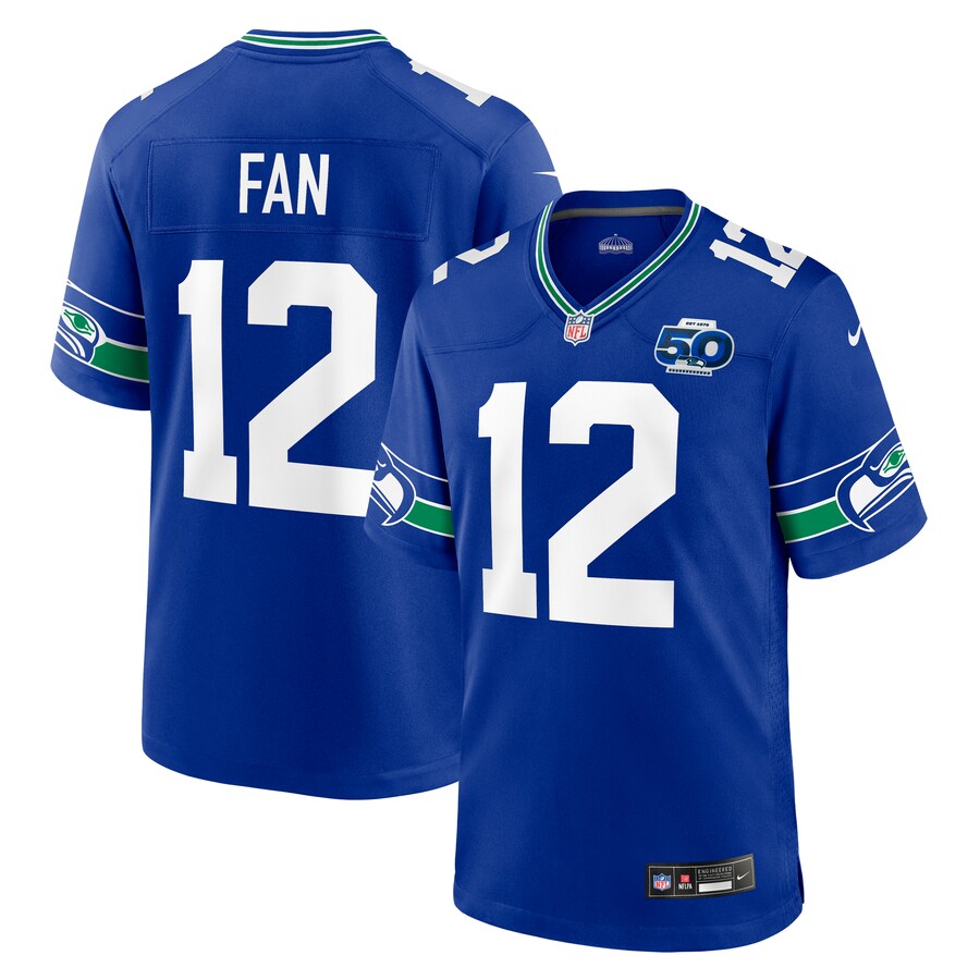 Men's Seattle Seahawks 12 Fan Nike Royal Alternate 2 50th Season Game Jersey - Jersey