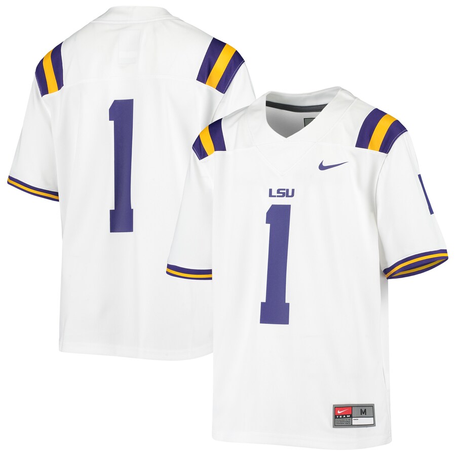 Youth Nike #1 White LSU Tigers Untouchable Football Jersey - Jersey