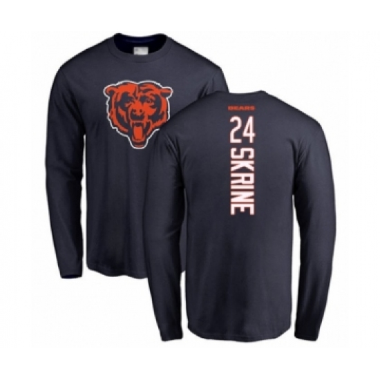 Football Chicago Bears #24 Buster Skrine Navy Blue Backer Long Sleeve T-Shirt - Jersey