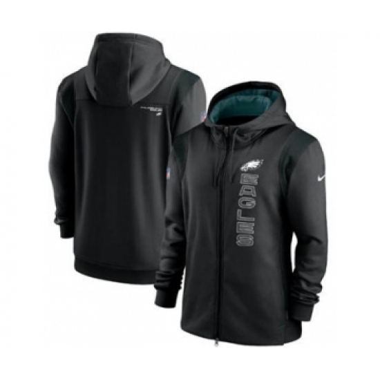 Men's Philadelphia Eagles 2021 Black Sideline Team Performance Full-Zip Hoodie - Jersey