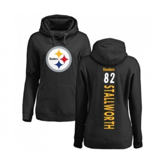 Football Women's Pittsburgh Steelers #82 John Stallworth Black Backer Pullover Hoodie - Jersey