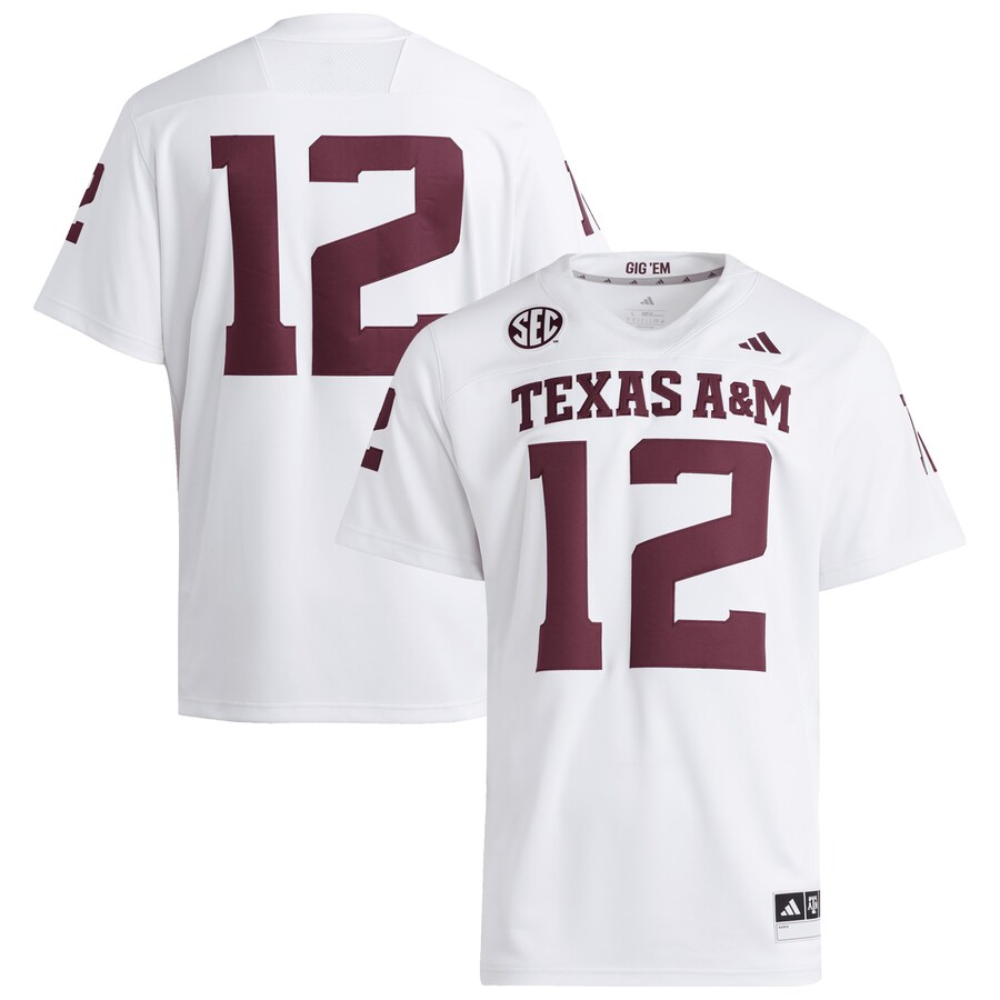 Men's adidas #12 White Texas A&M Aggies Premier Jersey - Jersey