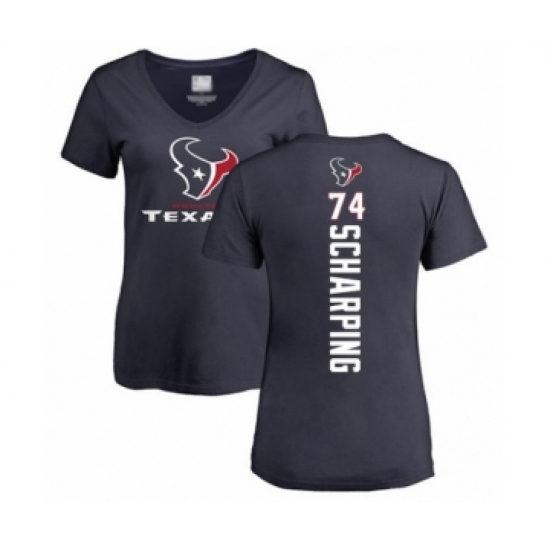 Football Women's Houston Texans #74 Max Scharping Navy Blue Backer T-Shirt - Jersey