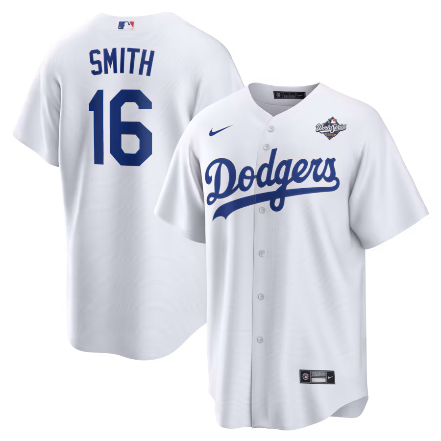 Men's Los Angeles Dodgers Will Smith Nike White 2025 World Series Home Replica Player Jersey - Jersey