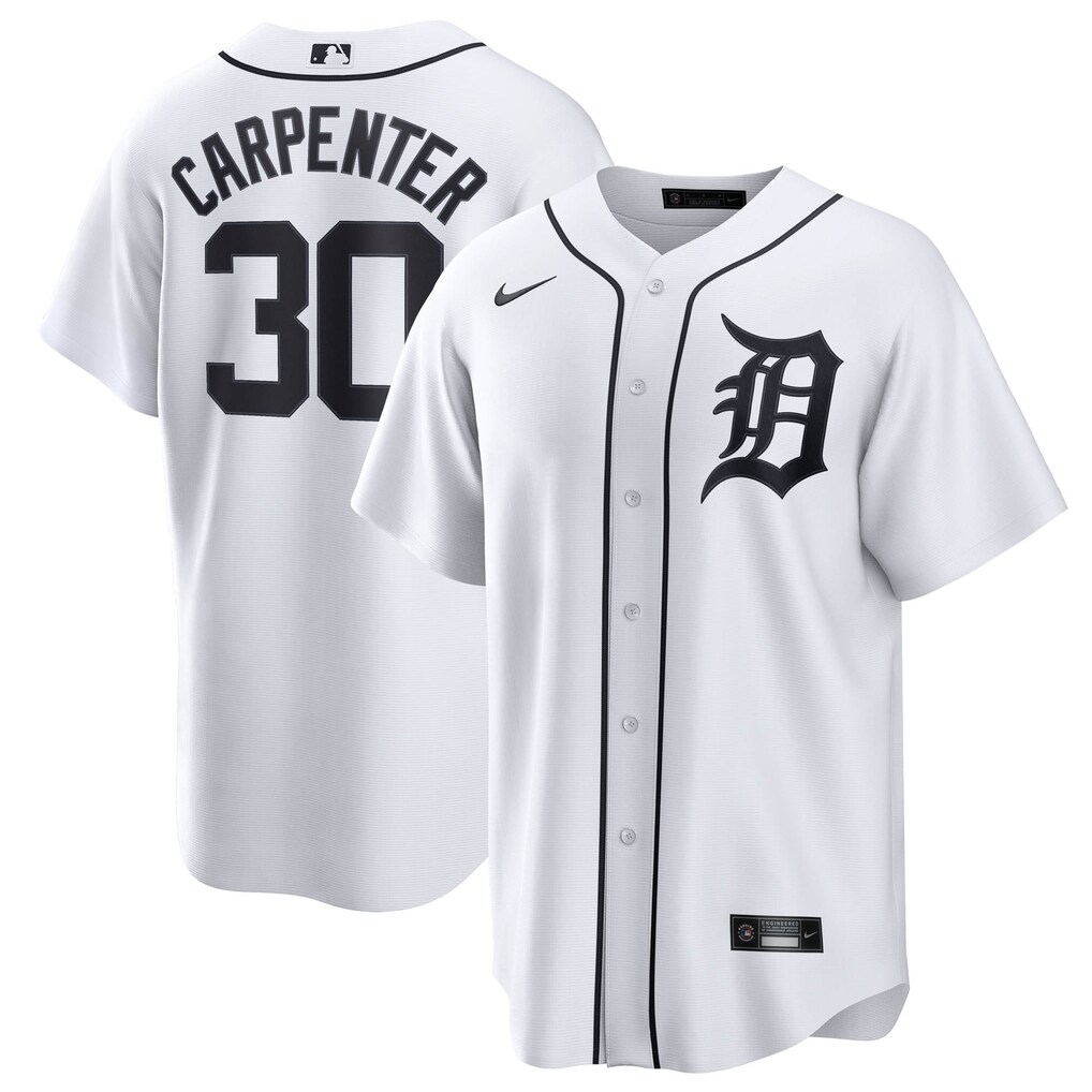 Men's  Detroit Tigers Kerry Carpenter Nike White Home Replica Jersey - Jersey