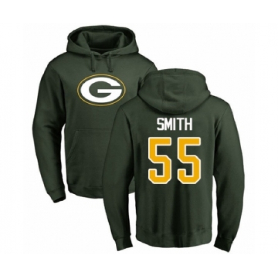 Football Green Bay Packers #55 Za'Darius Smith Green Name & Number Logo Pullover Hoodie - Jersey