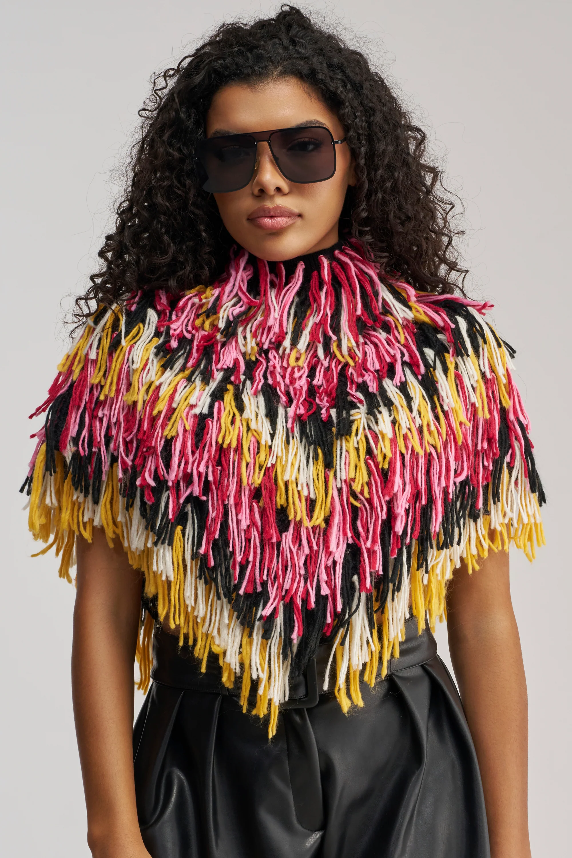 WILD SIDE CROPPED FRINGE PONCHO - Akira Wear