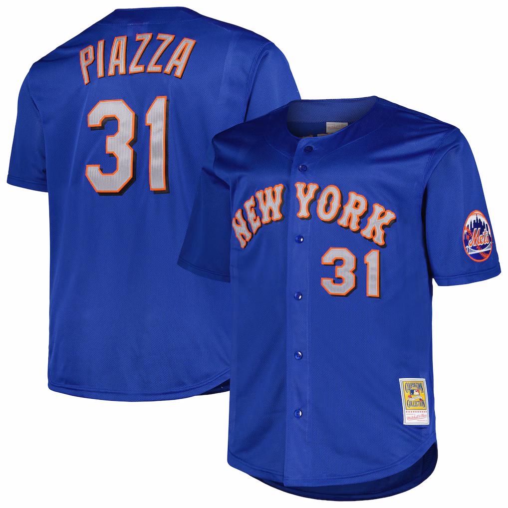Men's New York Mets Mike Piazza Mitchell & Ness Royal Big & Tall Cooperstown Mesh Batting Practice Jersey - Jersey