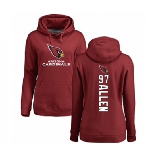 Football Women's Arizona Cardinals #97 Zach Allen Maroon Backer Pullover Hoodie - Jersey