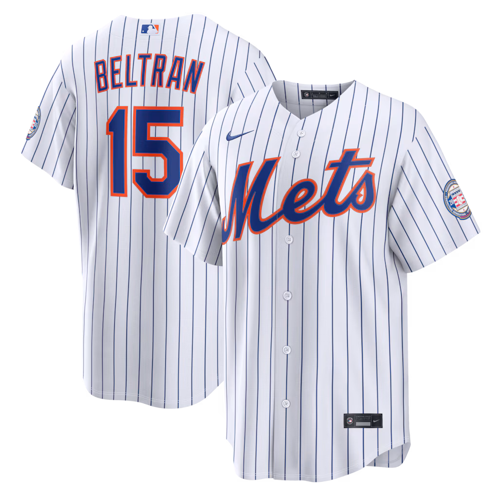 Men's New York Mets Carlos Beltran Nike White Home Replica 2026 Hall of Fame Patch Jersey - Jersey