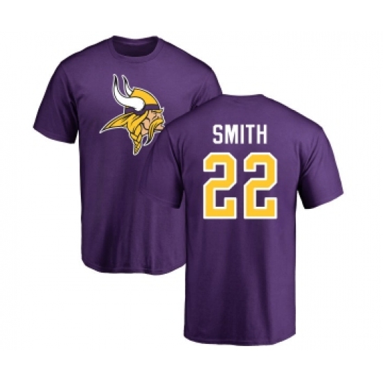 Football Minnesota Vikings #22 Harrison Smith Purple Name & Number Logo T-Shirt - Jersey