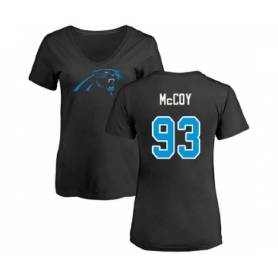 Football Women's Carolina Panthers #93 Gerald McCoy Black Name & Number Logo Slim Fit T-Shirt - Jersey