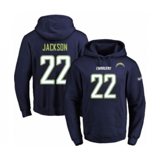 Football Men's Los Angeles Chargers #22 Justin Jackson Navy Blue Name & Number Pullover Hoodie - Jersey