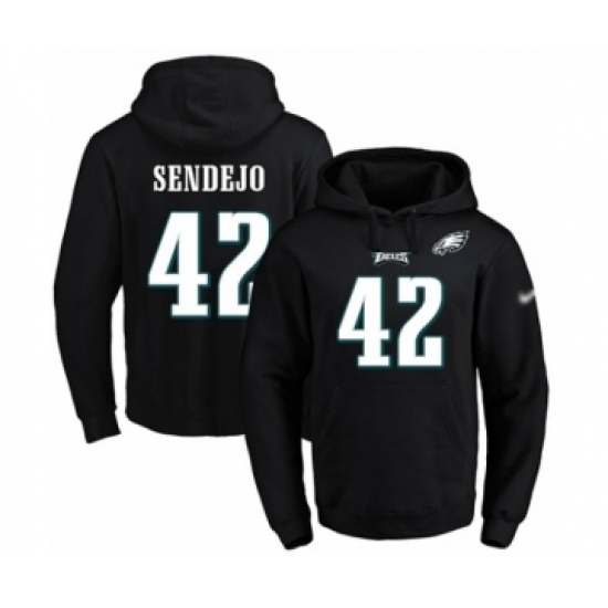 Football Men's Philadelphia Eagles #42 Andrew Sendejo Black Name & Number Pullover Hoodie - Jersey