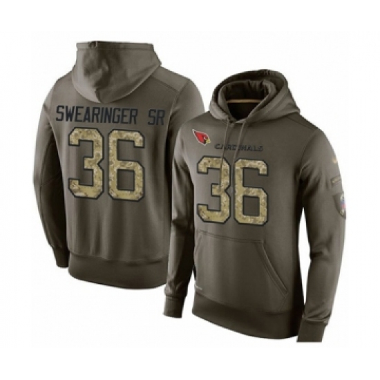 Football Arizona Cardinals #36 D.J. Swearinger SR Green Salute To Service Men's Pullover Hoodie - Jersey