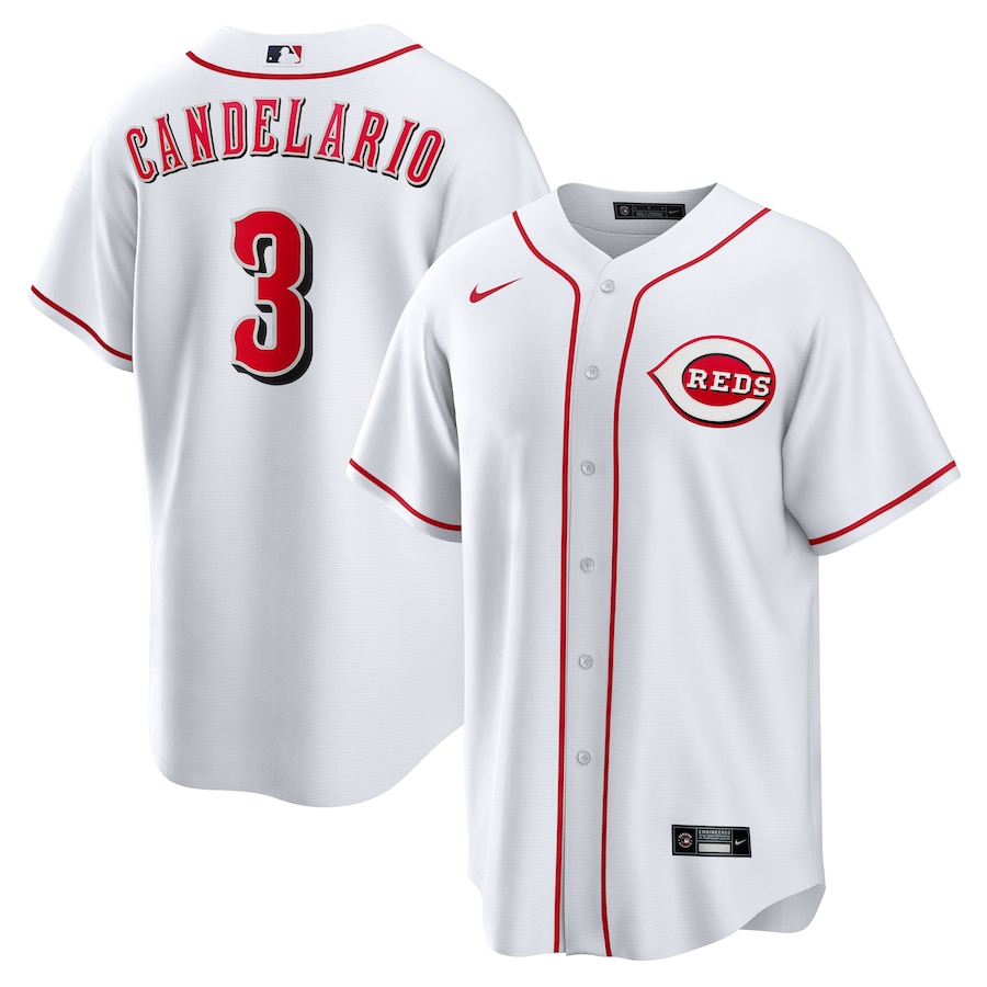 Men's Cincinnati Reds Jeimer Candelario Nike White Home Replica Jersey - Jersey