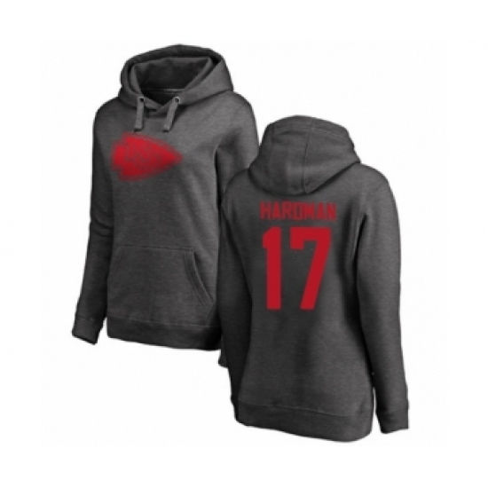 Football Women's Kansas City Chiefs #17 Mecole Hardman Ash One Color Pullover Hoodie - Jersey