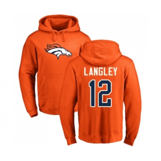 Football Denver Broncos #12 Brendan Langley Orange Name & Number Logo Pullover Hoodie - Jersey
