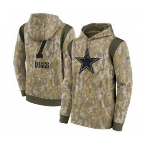 Men's Dallas Cowboys #7 Trevon Diggs Camo 2021 Salute To Service Therma Performance Pullover Football Hoodie - Jersey