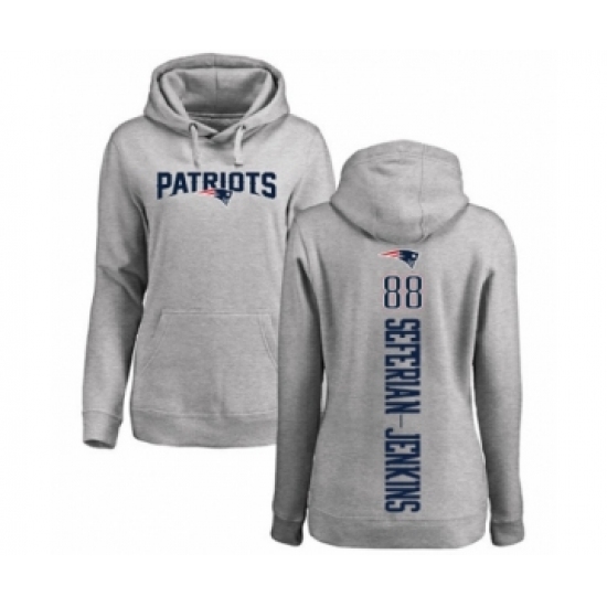 Football Women's New England Patriots #88 Austin Seferian-Jenkins Ash Backer Pullover Hoodie - Jersey