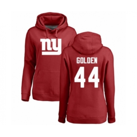 Football Women's New York Giants #44 Markus Golden Red Name & Number Logo Pullover Hoodie - Jersey
