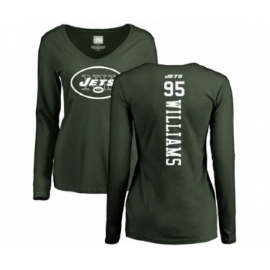 Football Women's New York Jets #95 Quinnen Williams Green Backer Long Sleeve T-Shirt - Jersey