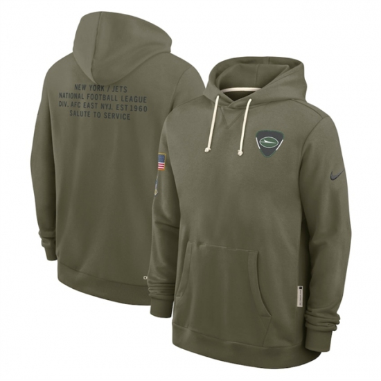 Men's New York Jets Olive 2025 Salute to Service Pullover Hoodie - Jersey
