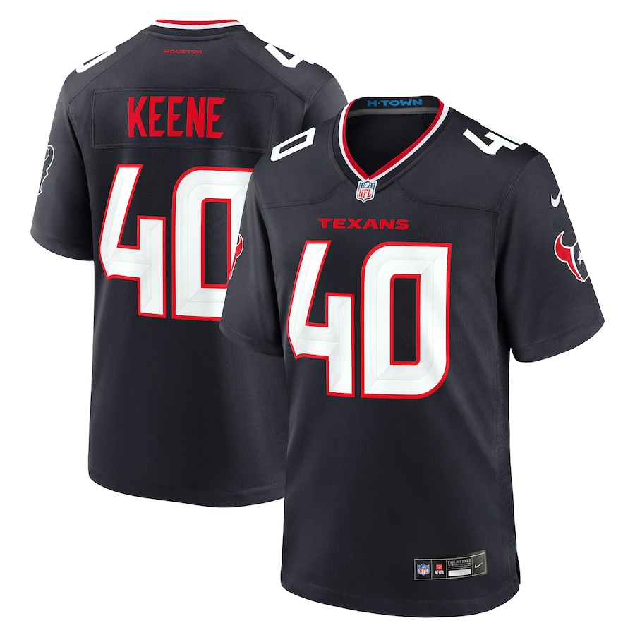Men's Houston Texans Dalton Keene Nike Navy Team Game Jersey - Jersey