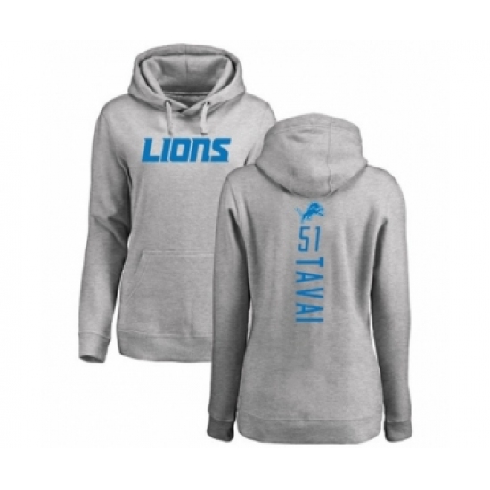 Football Women's Detroit Lions #51 Jahlani Tavai Ash Backer Pullover Hoodie - Jersey