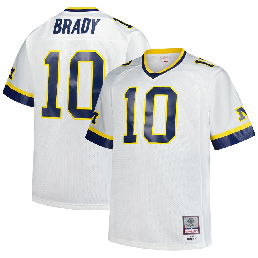 Men's Mitchell & Ness Tom Brady White Michigan Wolverines Big & Tall 1999 Legacy Jersey - Jersey