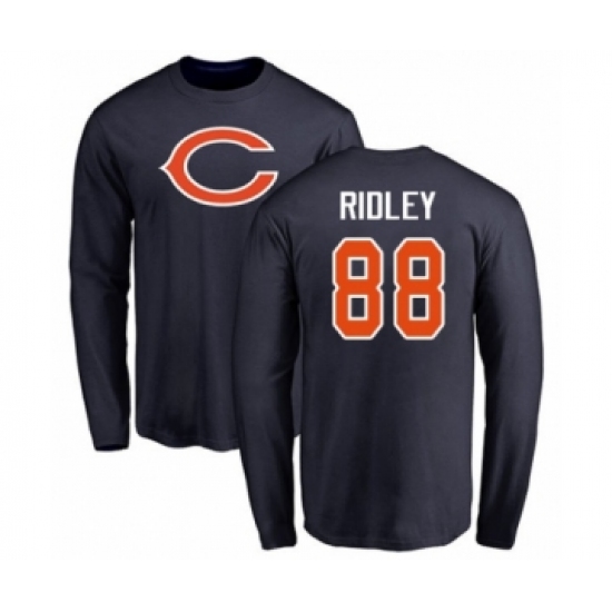 Football Chicago Bears #88 Riley Ridley Navy Blue Name & Number Logo Long Sleeve T-Shirt - Jersey