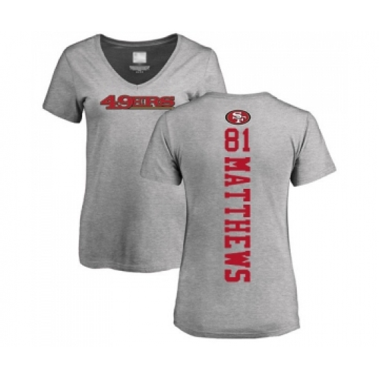 Football Women's San Francisco 49ers #81 Jordan Matthews Ash Backer T-Shirt - Jersey