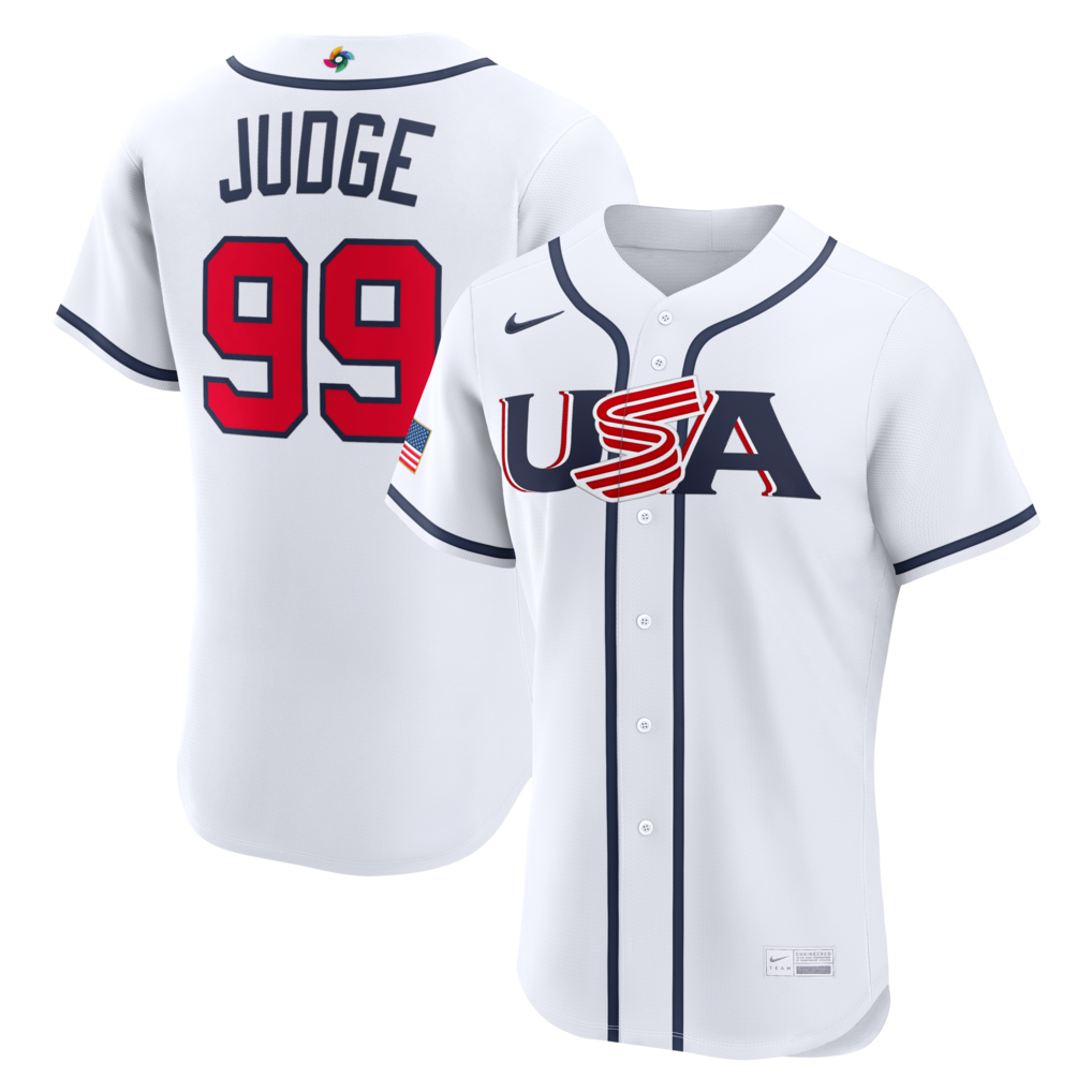 Men's USA Baseball Aaron Judge Nike White 2026 World Baseball Classic Home Authentic Jersey - Jersey