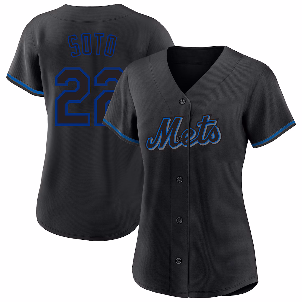Women's New York Mets Juan Soto Profile Black Plus Size Player Name & Number Fashion Jersey - Jersey