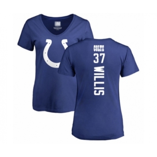 Football Women's Indianapolis Colts #37 Khari Willis Royal Blue Backer T-Shirt - Jersey
