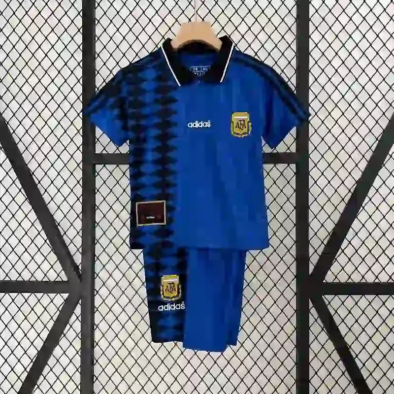 Argentina Retro Away Soccer Uniform Kids Kit Jersey+Shorts World Cup 1994 - Jersey