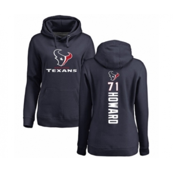 Football Women's Houston Texans #71 Tytus Howard Navy Blue Backer Pullover Hoodie - Jersey