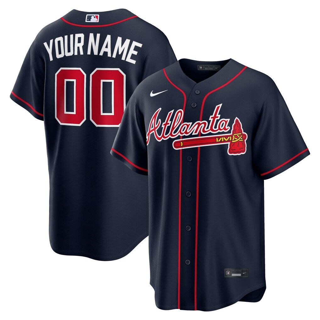 Men's Atlanta Braves Nike Navy Alternate Replica Custom Jersey - Jersey