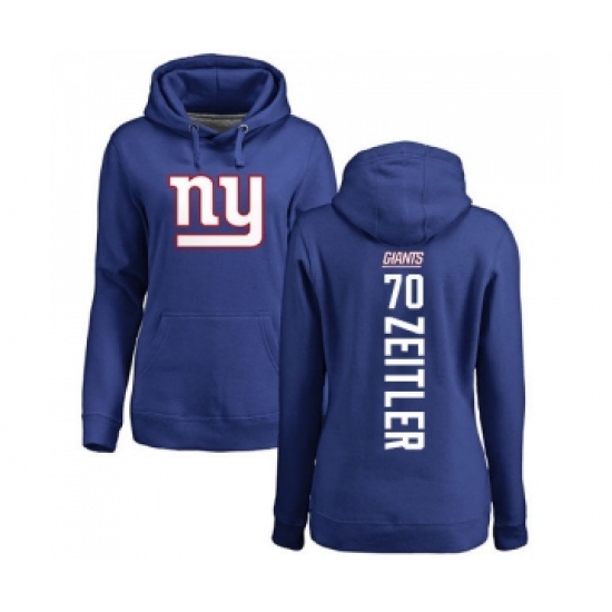Football Women's New York Giants #70 Kevin Zeitler Royal Blue Backer Pullover Hoodie - Jersey