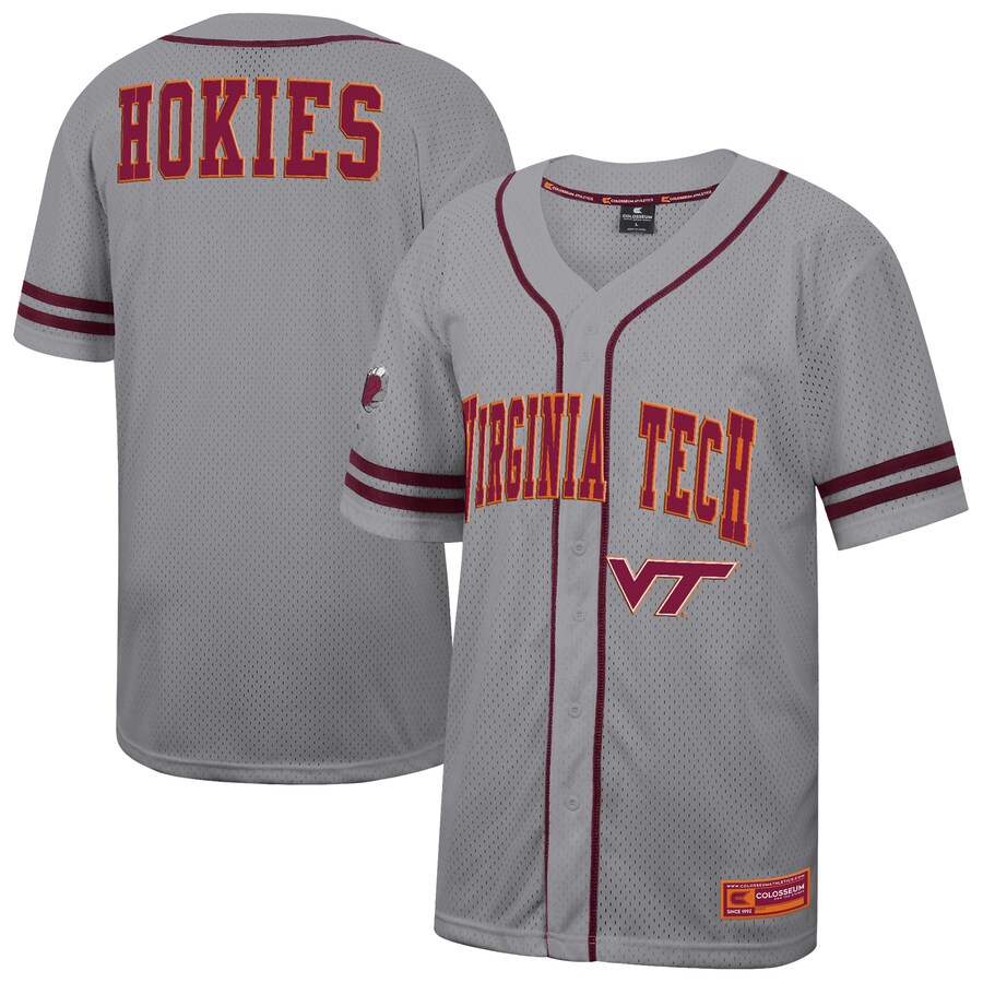 Men's Colosseum Gray Virginia Tech Hokies Free Spirited Baseball Jersey - Jersey