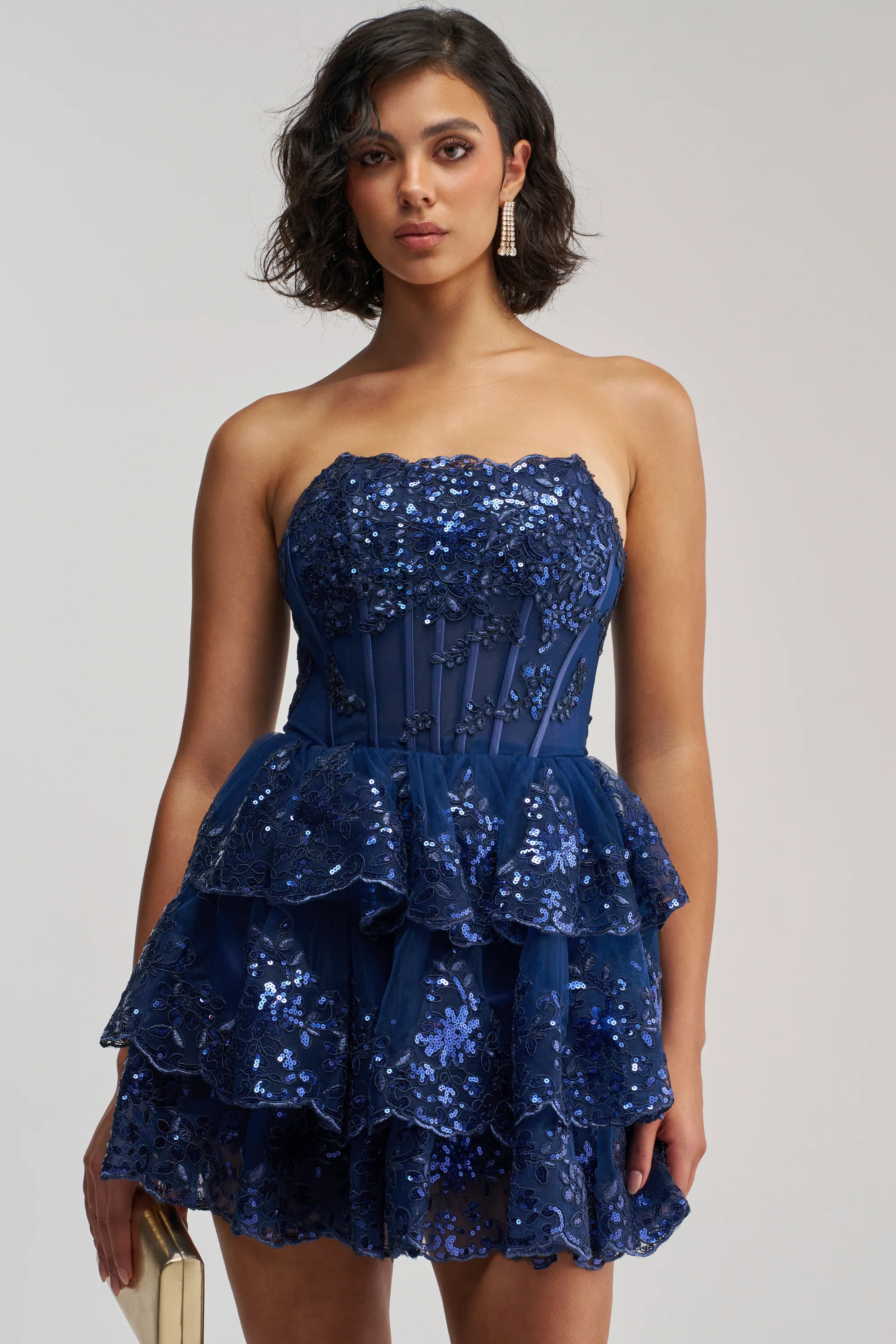 SUCH A FLIRTY GIRL STRAPLESS MINI DRESS IN NAVY - Akira Wear