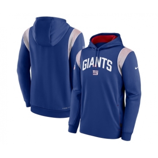 Mens New York Giants Blue Sideline Stack Performance Pullover Hoodie - Jersey