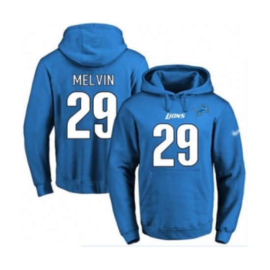 Football Men's Detroit Lions #29 Rashaan Melvin Blue Name & Number Pullover Hoodie - Jersey