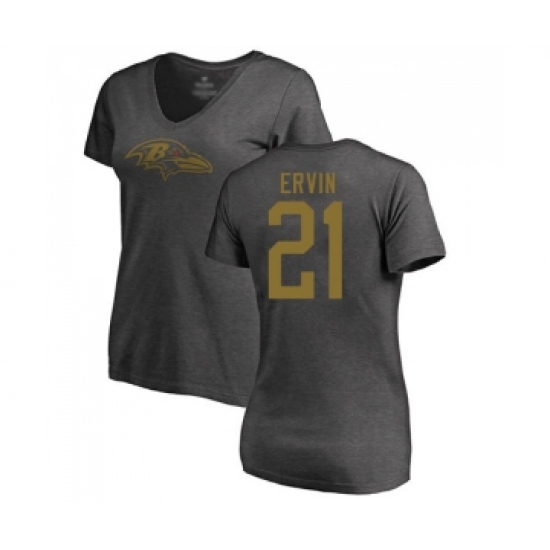 Football Women's Baltimore Ravens #21 Tyler Ervin Ash One Color T-Shirt - Jersey